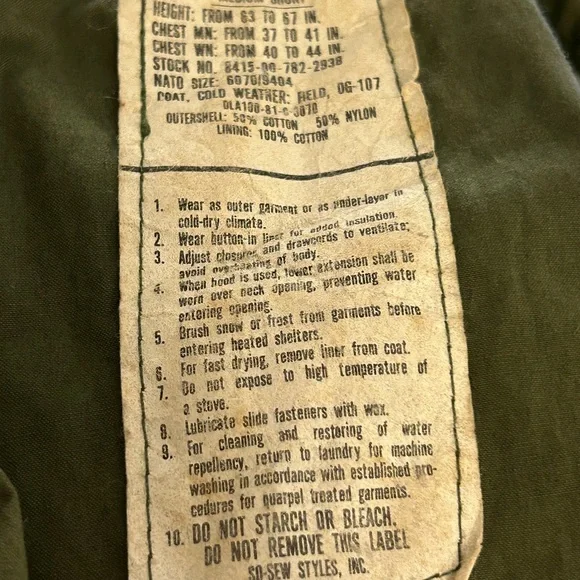 Army, vintage OG 107 cold weather jacket - Picture 6 of 7